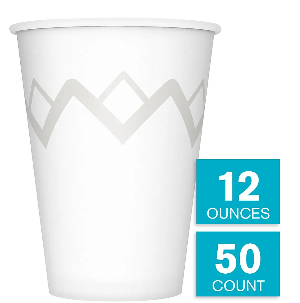 Highmark® Paper Hot Cups, 12 Oz, Printed White, Pack Of 50