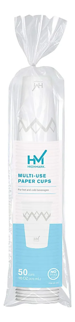 Highmark® Paper Hot Cups, 16 Oz, Printed White, Pack Of 50