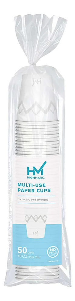 Highmark® Paper Hot Cups, 10 Oz, Printed White, Pack Of 50