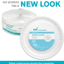 Highmark® Paper Plates, 8-3/4", White, Pack Of 120