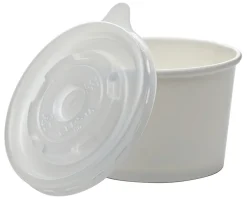 Highmark® Paper Soup Containers with Lids, Disposable Paper Food Cups, Ice Cream Cups Food Storage with Lids, 8 oz, White, Case Of 250