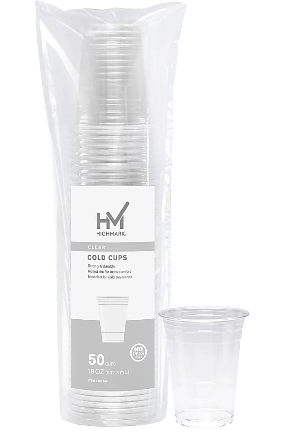 Highmark® Plastic Cups, 18 oz, Clear, Pack Of 50