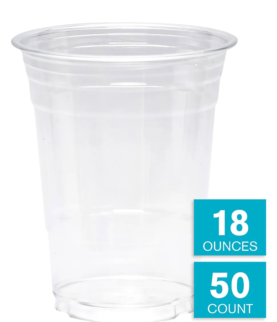 Highmark® Plastic Cups, 18 oz, Clear, Pack Of 50