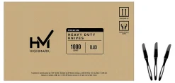 Highmark® Plastic Utensils, Full-Size Knives, Black, Box Of 1,000 Knives