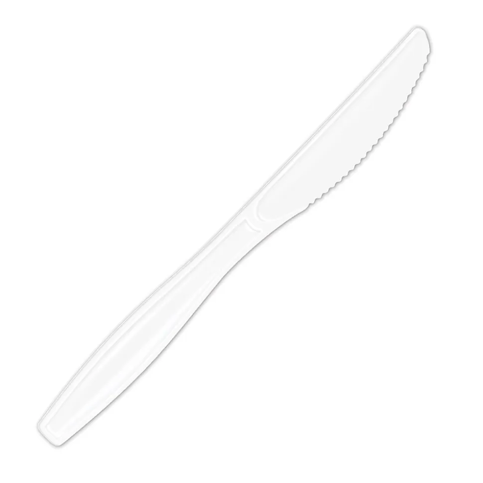 Highmark® Plastic Utensils, Medium-Size Knives, White, Box Of 1,000 Knives