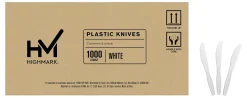 Highmark® Plastic Utensils, Medium-Size Knives, White, Box Of 1,000 Knives
