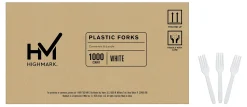 Highmark® Plastic Utensils, Medium-Size Forks, White, Box Of 1,000 Forks