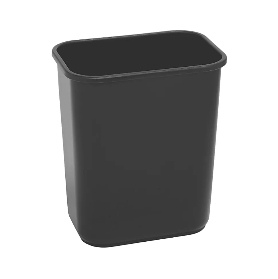 Highmark™ Rectangular Plastic Wastebasket, 6.5 Gallons, 15"H x 10"W x 14-1/4"D, Black