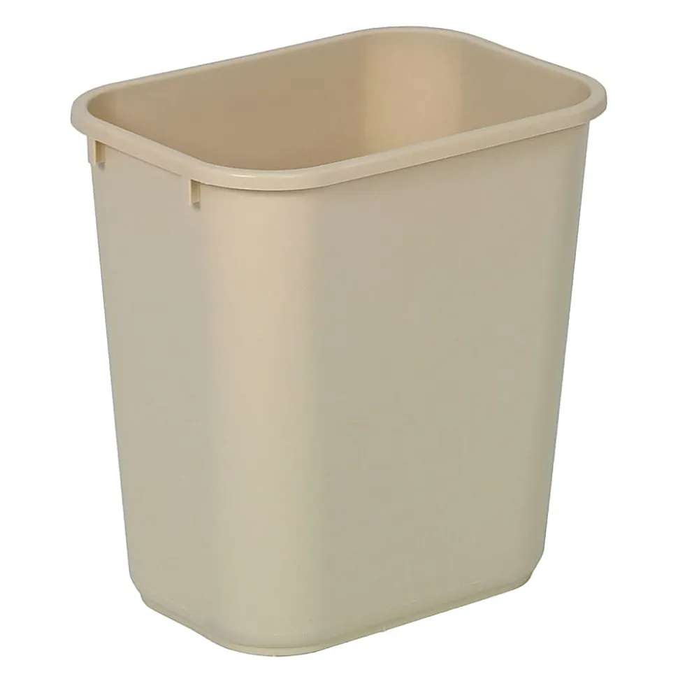 Highmark™ Rectangular Plastic Wastebasket, 6.5 Gallons, 15"H x 10"W x 14-1/4"D, Beige
