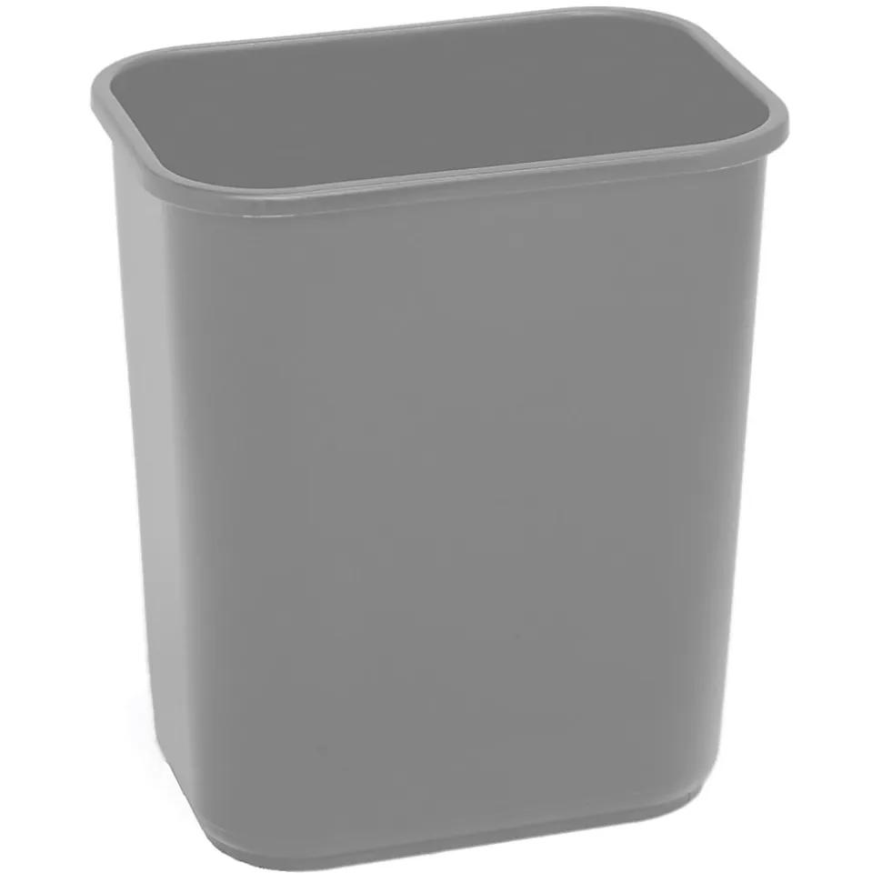 Highmark™ Rectangular Plastic Wastebasket, 6.5 Gallons, 15"H x 10"W x 14-1/4"D, Gray