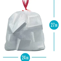 Highmark™ Tall Drawstring Kitchen Trash Bags, 13 Gallon, 0.9 mil, White, Box Of 38