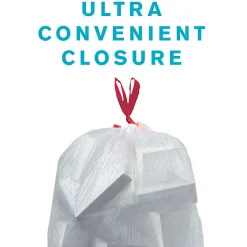 Highmark™ Tall Drawstring Kitchen Trash Bags, 13 Gallon, 0.9 mil, White, Box Of 38