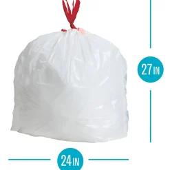 Highmark™ Tall 0.9 mil Drawstring Kitchen Trash Bags, 0.9mil, 13 Gallon, 27.375" x 24", White, Box Of 120