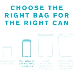 Highmark™ Tall 0.9 mil Drawstring Kitchen Trash Bags, 0.9mil, 13 Gallon, 27.375