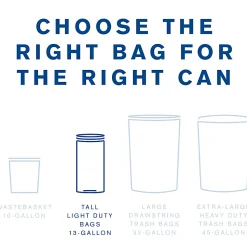 Highmark™ Tall 0.6 mil Drawstring Kitchen Trash Bags, 0.6 mil, 13 Gallon, 27.375