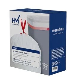 Highmark™ Tall 0.6 mil Drawstring Kitchen Trash Bags, 0.6 mil, 13 Gallon, 24