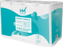 Highmark® Tear-A-Size® Kitchen 2-Ply Paper Towels, 5", White, 110 Sheets Per Roll, Pack Of 8 Rolls