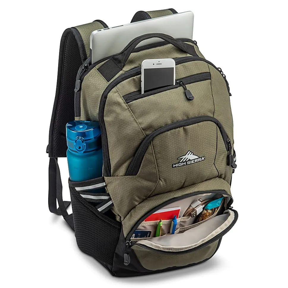 High Sierra Swoop Laptop Backpack With 17" Laptop Pocket, Olive
