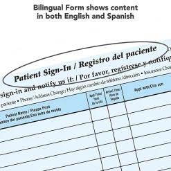 HIPAA-Compliant Bilingual Patient/Visitor Privacy Sign-In Sheets, 2-Part, 8-1/2
