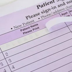 HIPAA Compliant Patient/Visitor Privacy 2-Part Sign-In Sheets, 8-1/2" x 11", Purple, Pack Of 250 Sheets