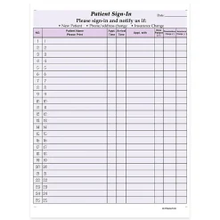 HIPAA Compliant Patient/Visitor Privacy 2-Part Sign-In Sheets, 8-1/2" x 11", Purple, Pack Of 250 Sheets
