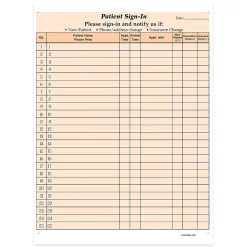 HIPAA Compliant Patient/Visitor Privacy 2-Part Sign-In Sheets, 8-1/2" x 11", Orange, Pack Of 1,000 Sheets