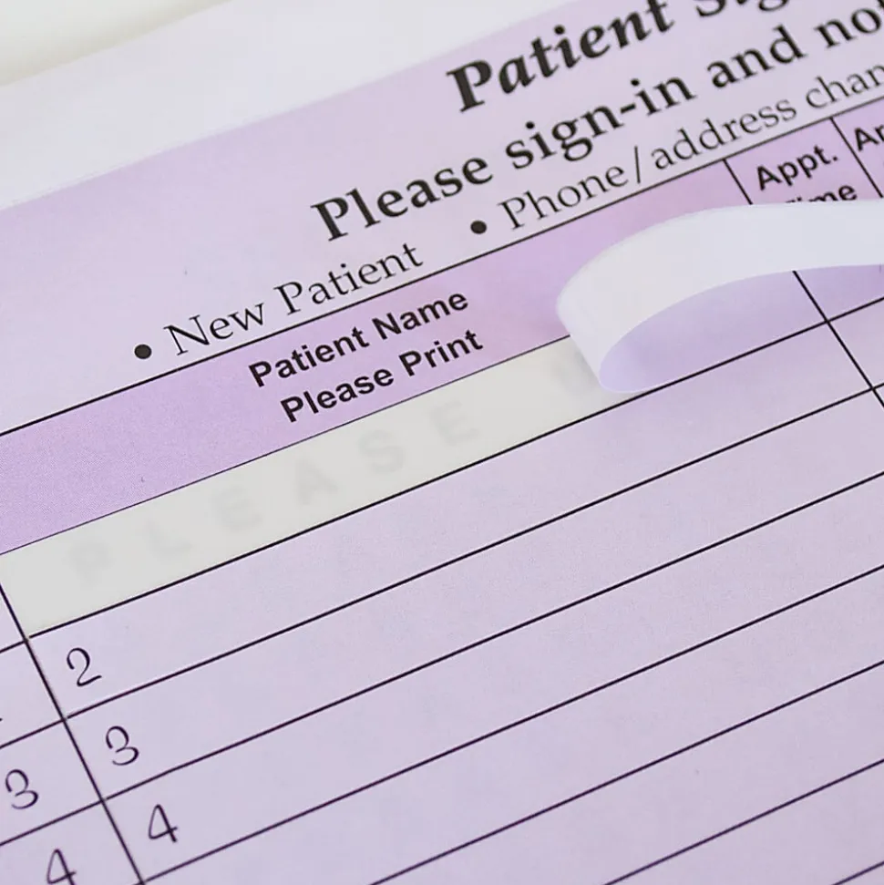 HIPAA Compliant Patient/Visitor Privacy 2-Part Sign-In Sheets, 8-1/2" x 11", Purple, Pack Of 125 Sheets