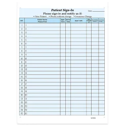 HIPAA Compliant Patient/Visitor Privacy 2-Part Sign-In Sheets, 8-1/2" x 11", Blue, Pack Of 500 Sheets