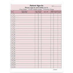 HIPAA Compliant Patient/Visitor Privacy 2-Part Sign-In Sheets, 8-1/2