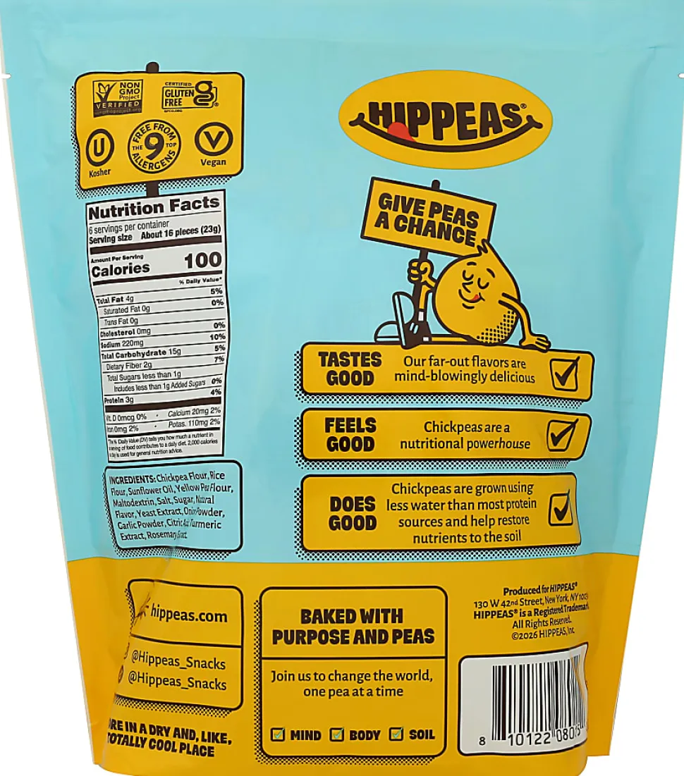 HIPPEAS Chickpea Puffs, White Cheddar, 0.8 Oz, Total Qty 72