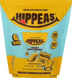 HIPPEAS Chickpea Puffs, White Cheddar, 0.8 Oz, Total Qty 72