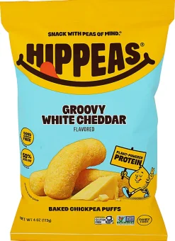 HIPPEAS Chickpea Puffs, White Cheddar, 4 Oz, Total Qty 12