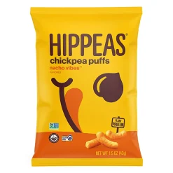 HIPPEAS Organic Chickpea Puffs Nacho Vibes, 1.5 Oz Bags, Pack Of 12 Bags