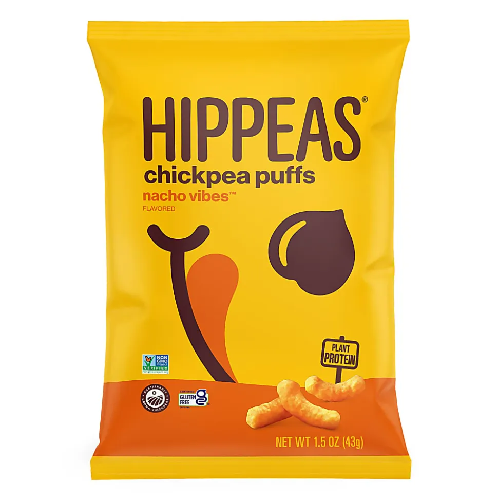 HIPPEAS Organic Chickpea Puffs Nacho Vibes, 1.5 Oz Bags, Pack Of 12 Bags