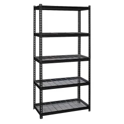 Hirsh® Iron Horse 2300 Steel Wire Deck Shelving Unit, 5 Shelves, 72"H x 36"W x 18"D, Black