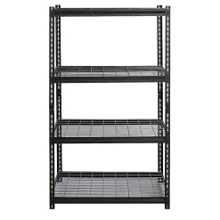 Hirsh® Iron Horse 2300 Steel Wire Deck Shelving Unit, 4 Shelves, 60"H x 36"W x 18"D, Black