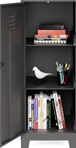 Hirsh SOHO Storage Locker Cabinet, 3-Shelf, 27-1/2”H x 14-1/4”W x 18”D, Black