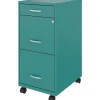 Hirsh Space Solutions SOHO Organizer 18"D Vertical 3 Drawer Mobile File Cabinet, Teal
