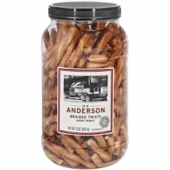 H.K. Anderson Anderson Pretzels, Honey Wheat Braided Pretzels, 23 Oz Tub