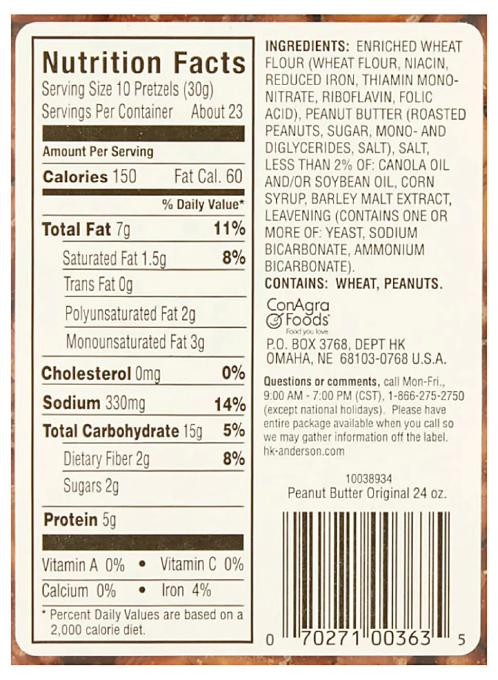 H.K. Anderson™ Peanut Butter-Filled Pretzel Nuggets, 24-Oz Tub