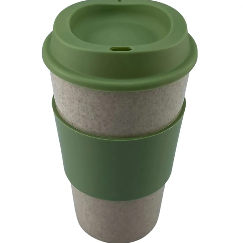 Hogar Ideal Plastic Reusable Coffee Mug with Silicone Lid, 16 Oz, Multicolor