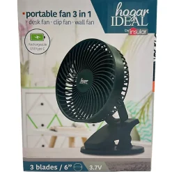 Hogar Ideal Portable Clip-On 3-Speed USB Fan, 7"H x 9"W x 9"D, Green