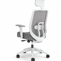 HON Altern Task Chair | Mesh Mid-Back |-Adjustable Arms | White Frame | Grey Fabric - Fabric, Foam Seat - ALTT1UMWHT