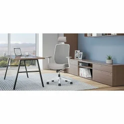 HON Altern Task Chair | Mesh Mid-Back |-Adjustable Arms | White Frame | Grey Fabric - Fabric, Foam Seat - ALTT1UMWHT