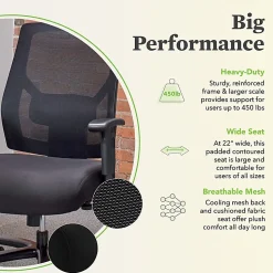 HON® Basyx Big & Tall Mid Back Task Chair, Black