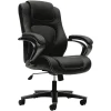 HON® Basyx Ergonomic Bonded Leather Fixed Arm Executive Chair, Black