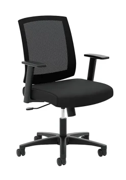 HON® Basyx Torch Task Chairs, Mesh Back, Fixed Arms, Black Seat, Fabric