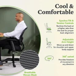 HON® Basyx Wave™ HVL712 Mid-Back Mesh Task Chair, Black