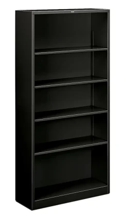HON® Brigade® Steel Modular Shelving Bookcase, 5 Shelves, 72"H x 34-1/2"W x 12-5/8"D, Black