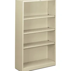 HON® Brigade® Steel Modular Shelving Bookcase, 4 Shelves, 60"H x 34-1/2"W x 12-5/8"D, Putty
